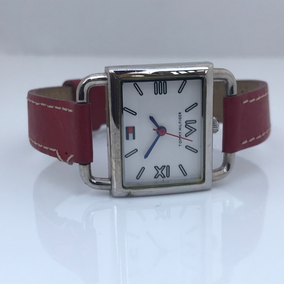 Tommy Hilfiger Accessories - Tommy Hilfiger Women Watch Red Leather Band Silver